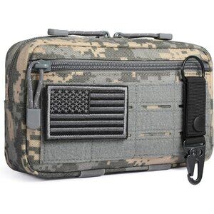 Grey Tactical Molle Admin Pouch Utility Laser Cut EDC Tool Bag with Keychain